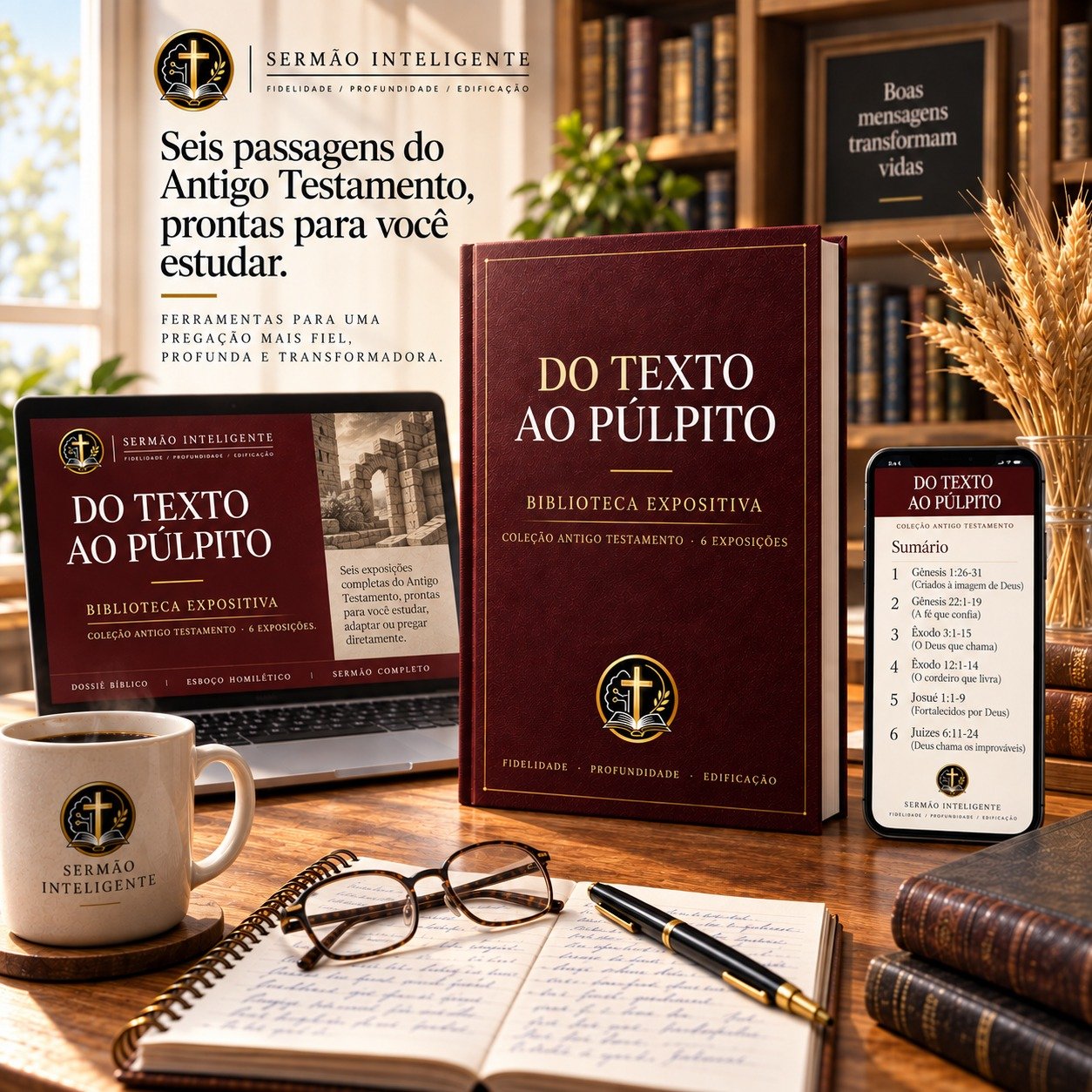 Do Texto ao Púlpito, Biblioteca Expositiva, sobre a mesa de estudo